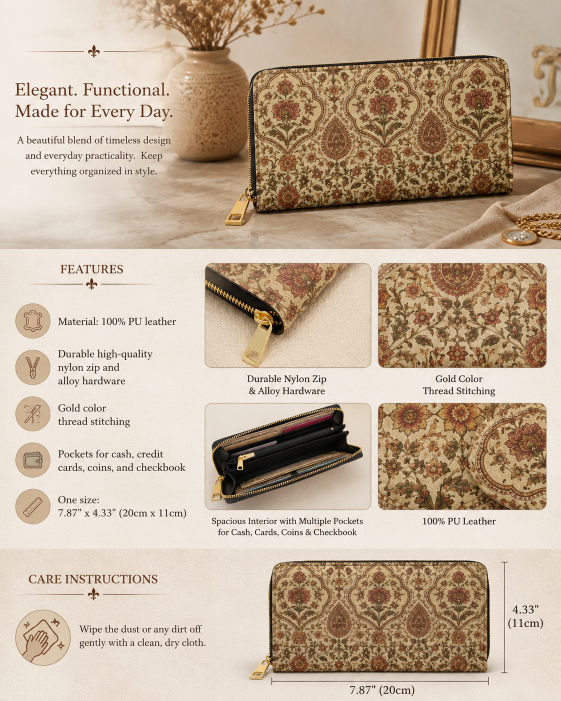 Moroccan Rose Traditional Elephant Wallet