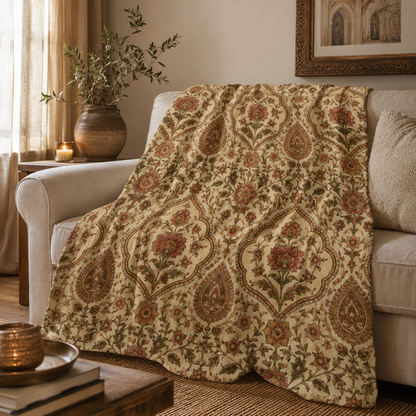 Moroccan Rose Traditional Plush Mircofiber Blanket