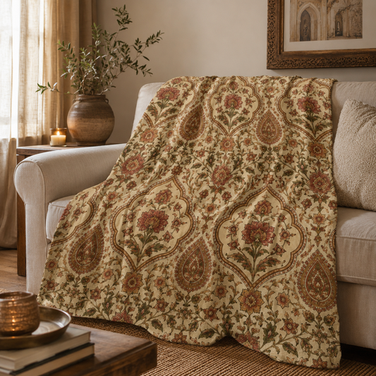 Moroccan Rose Traditional Plush Mircofiber Blanket