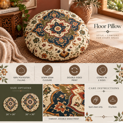 Indian Vintage Persian Round Tufted Floor Pillow