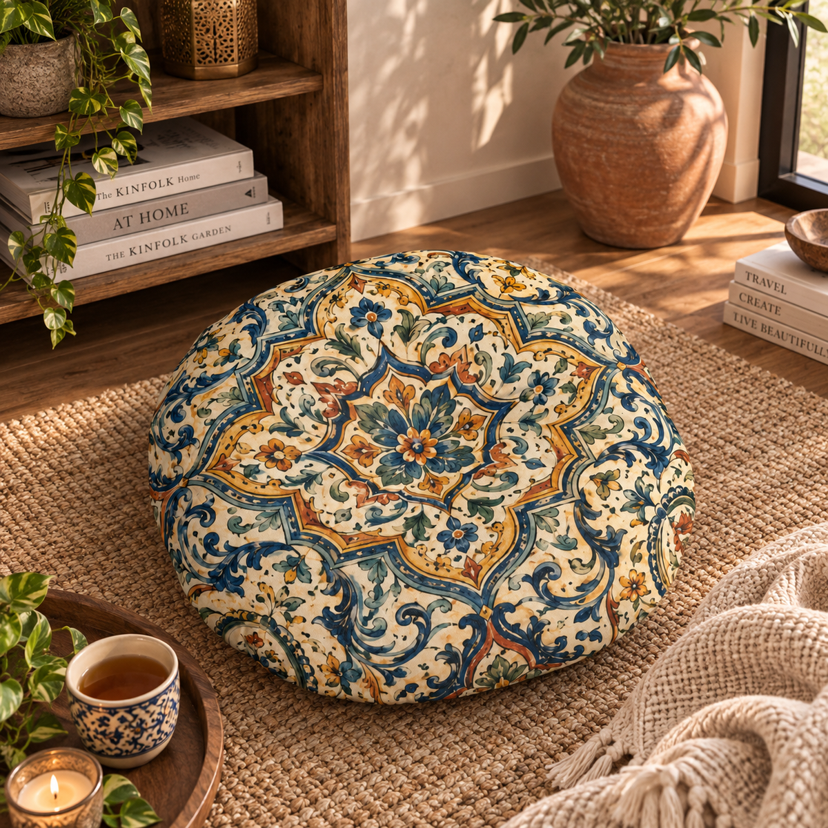 Exquisite Moroccan Round Tufted Floor Pillow