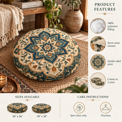 Elaborate Moroccan Round Tufted Floor Pillow