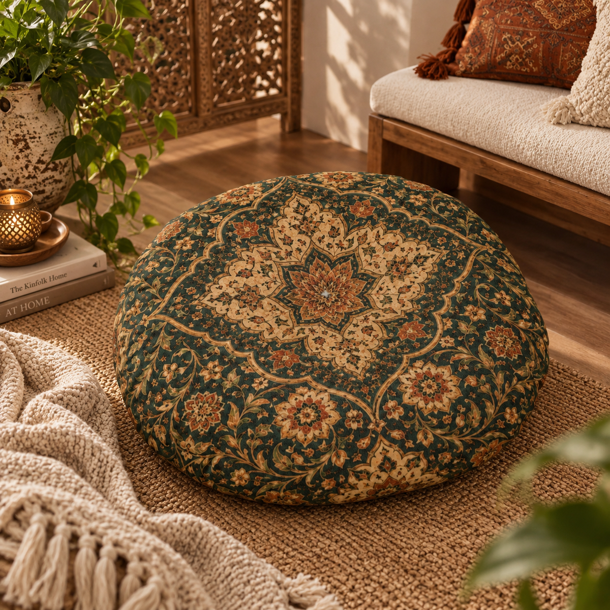 Moroccan Traditional Round Tufted Floor Pillow