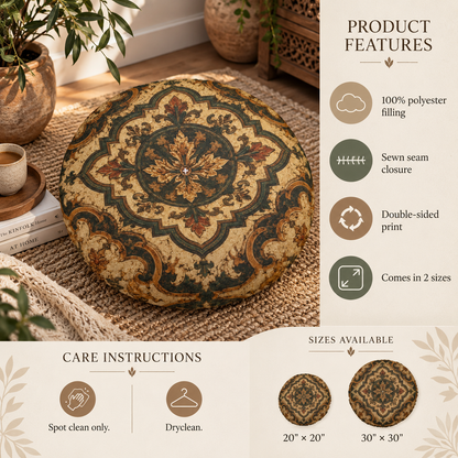 Moroccan Elegant Traditional Round Tufted Floor Pillow