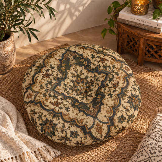 Indian Moroccan Round Tufted Floor Pillow