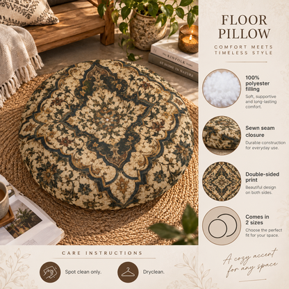 Indian Moroccan Round Tufted Floor Pillow