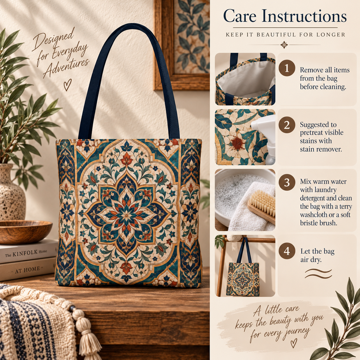 Full Art Moroccan Chevron Oriental Canvas Tote Bag