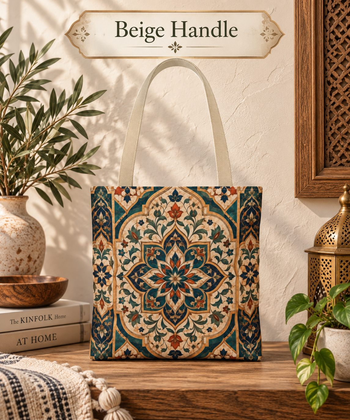 Full Art Moroccan Chevron Oriental Canvas Tote Bag
