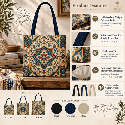 Full Art Moroccan Chevron Oriental Canvas Tote Bag