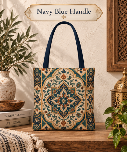 Full Art Moroccan Chevron Oriental Canvas Tote Bag