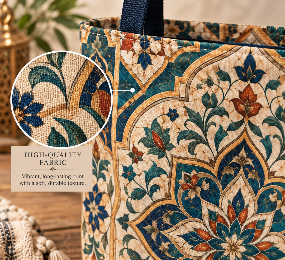 Full Art Moroccan Chevron Oriental Canvas Tote Bag