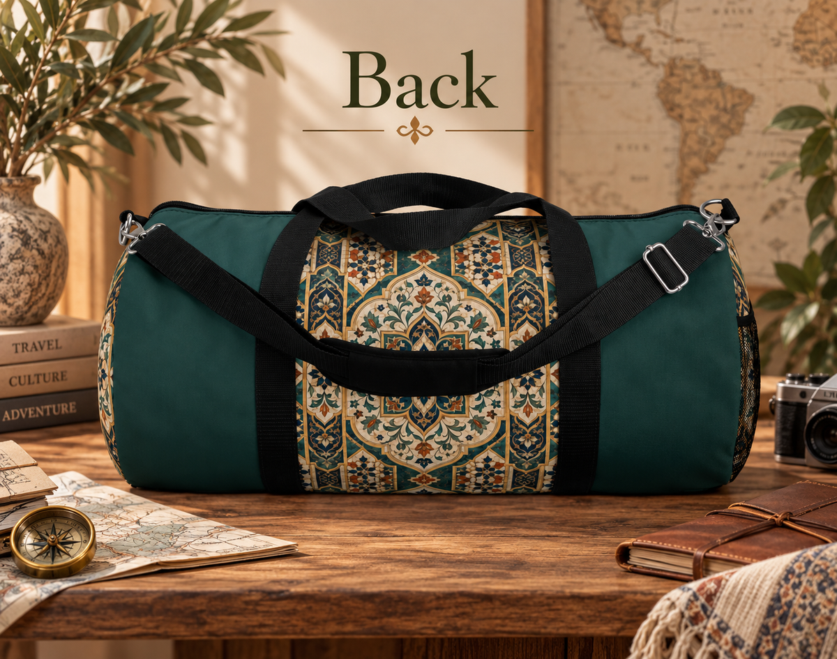 Moroccan Teal Chevron Oriental Gym Duffel Bag