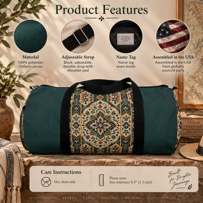 Moroccan Teal Chevron Oriental Gym Duffel Bag