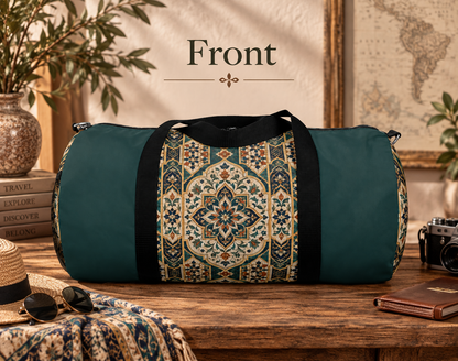 Moroccan Teal Chevron Oriental Gym Duffel Bag