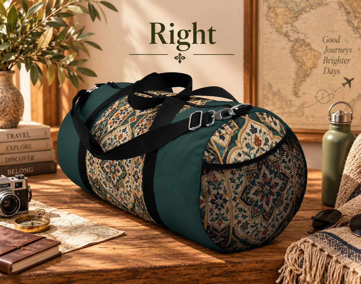Moroccan Teal Chevron Oriental Gym Duffel Bag