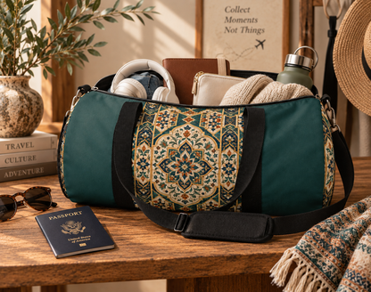 Moroccan Teal Chevron Oriental Gym Duffel Bag
