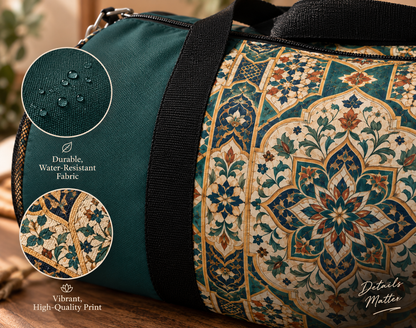 Moroccan Teal Chevron Oriental Gym Duffel Bag