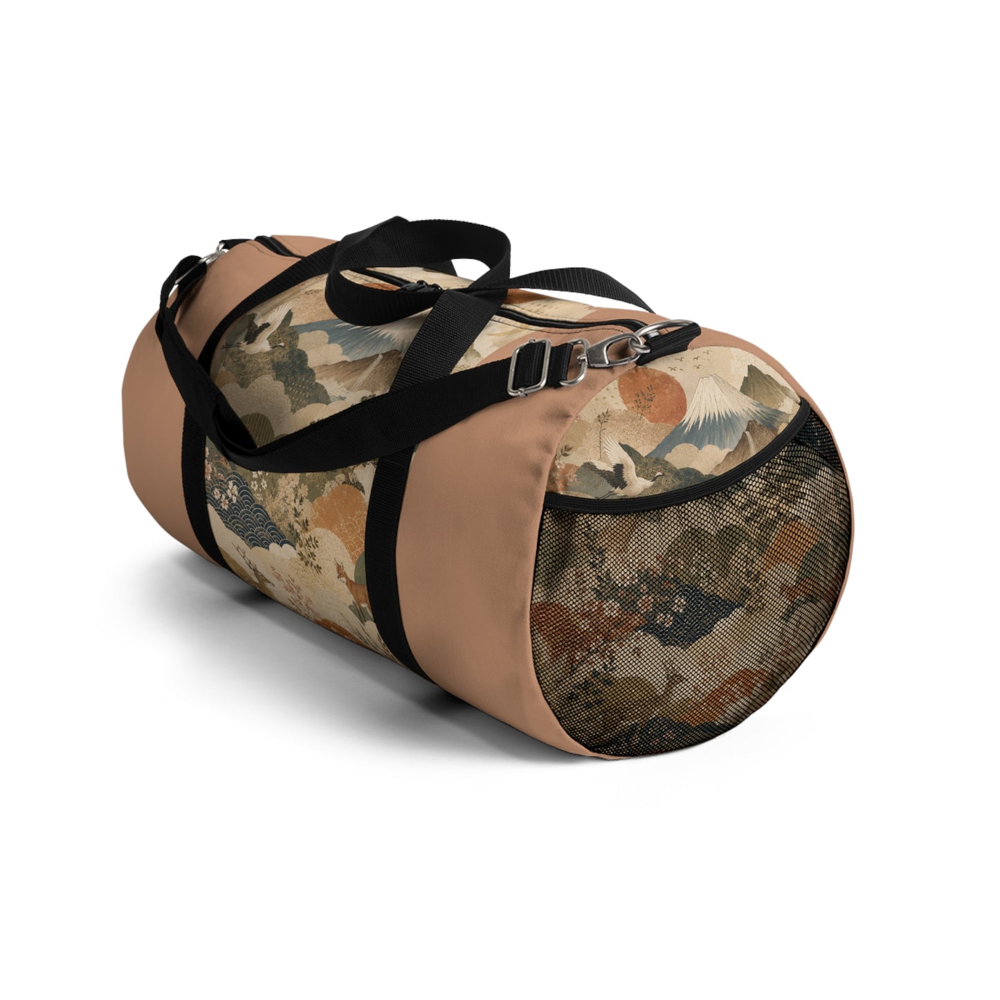 Vintage Japanese Sandy Orange Animal Landscape Duffel Gym Bag