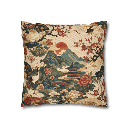 East Asian Vintage Landscape Pillow Case