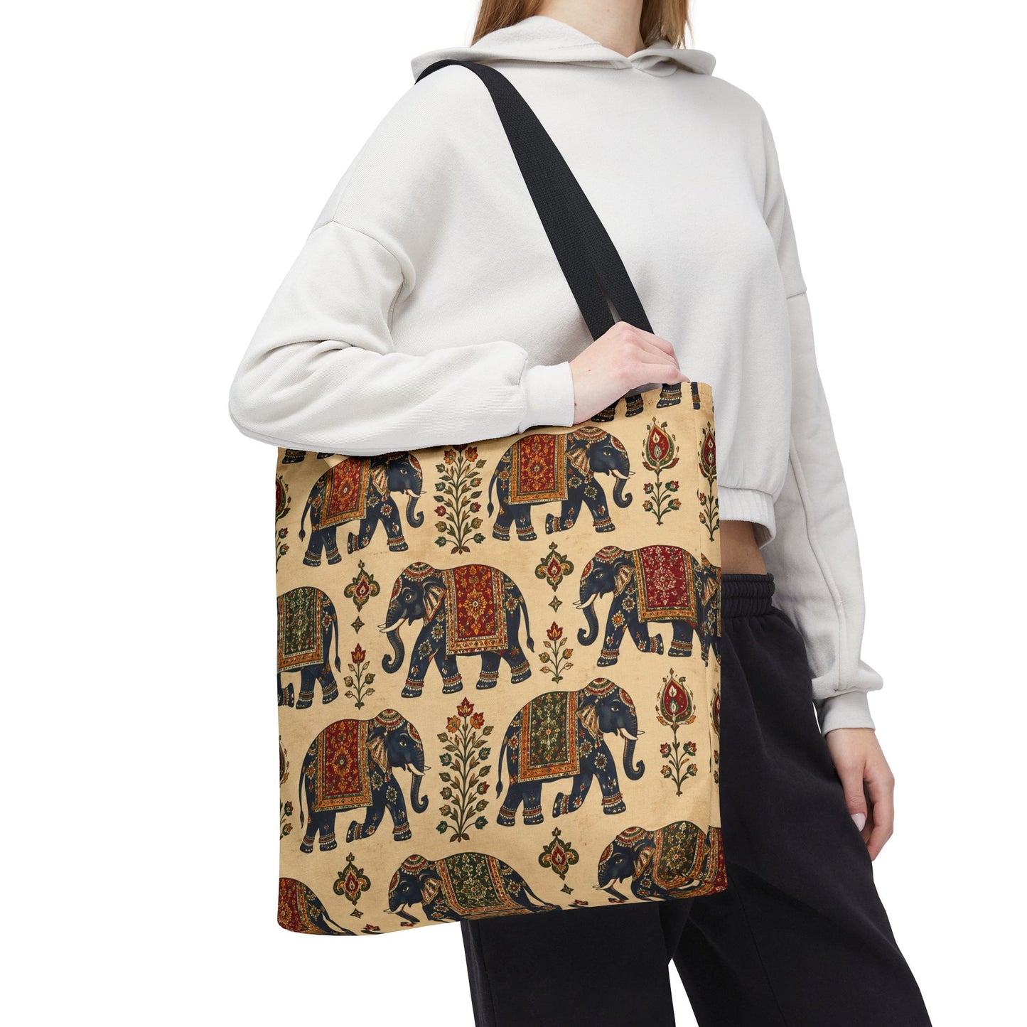 Indian Vintage Traditional Elephant Tapestry Full Art Tote Bag