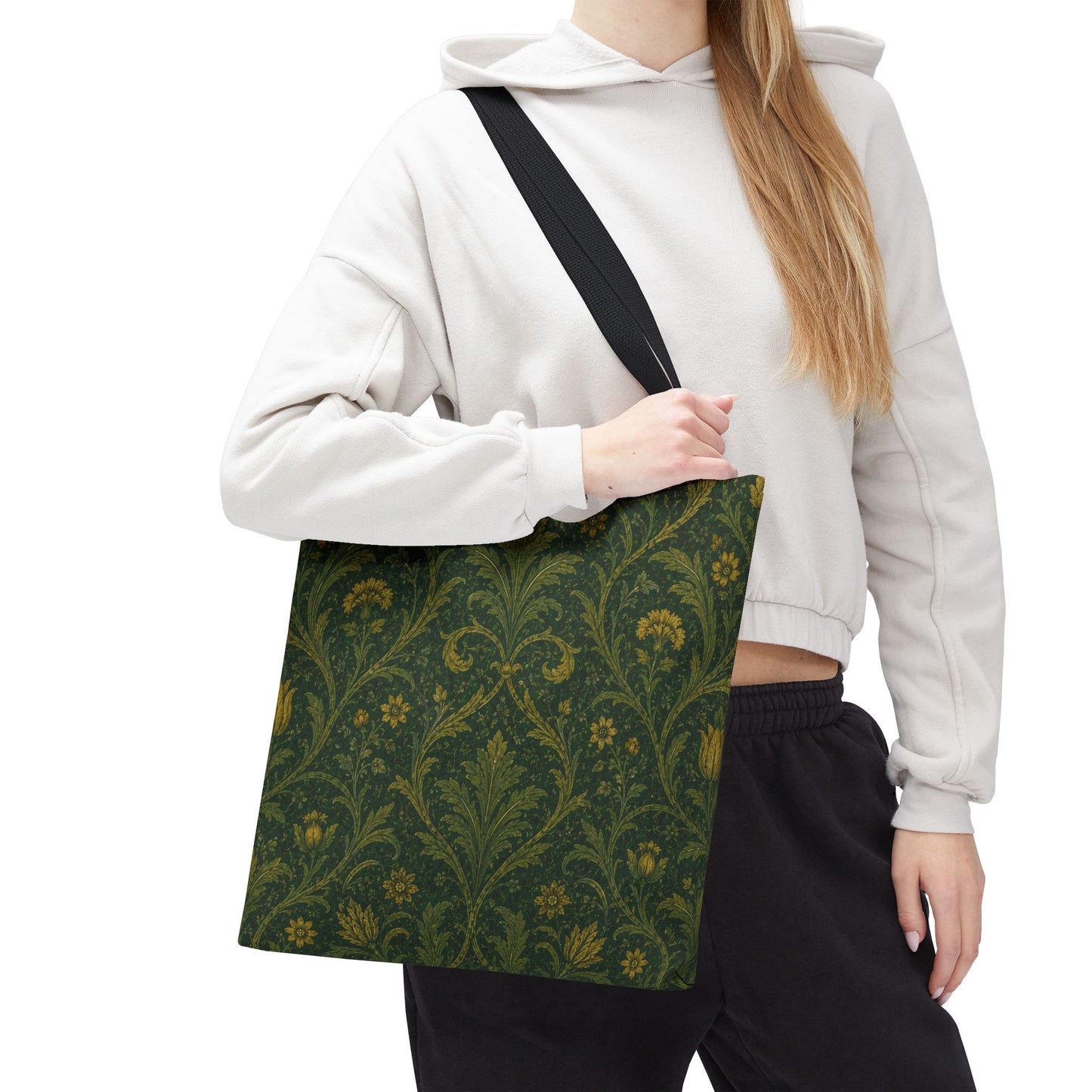 William Morris Damask Floral Forest Green Full Art Tote Bag