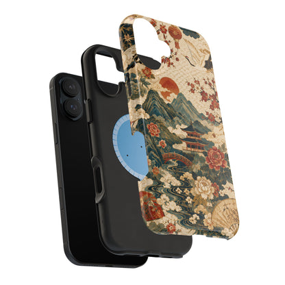 East Asian Vintage Landscape iPhone Case | Magnetic Impact-Resistant Case