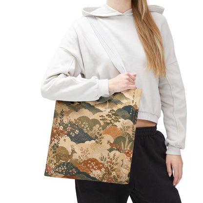 Vintage Japanese Animal Landscape Painting Full Art Tote Bag