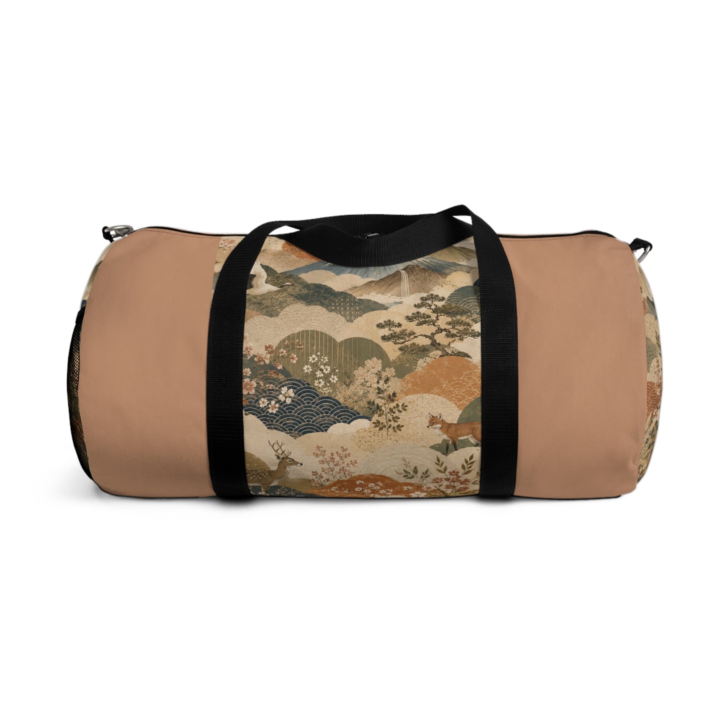 Vintage Japanese Sandy Orange Animal Landscape Duffel Gym Bag