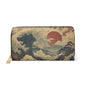 Vintage Japanese Wave Painting Zipper Wallet