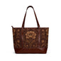 William Morris Floral Damask Rose Leather Trim Shoulder Tote Bag