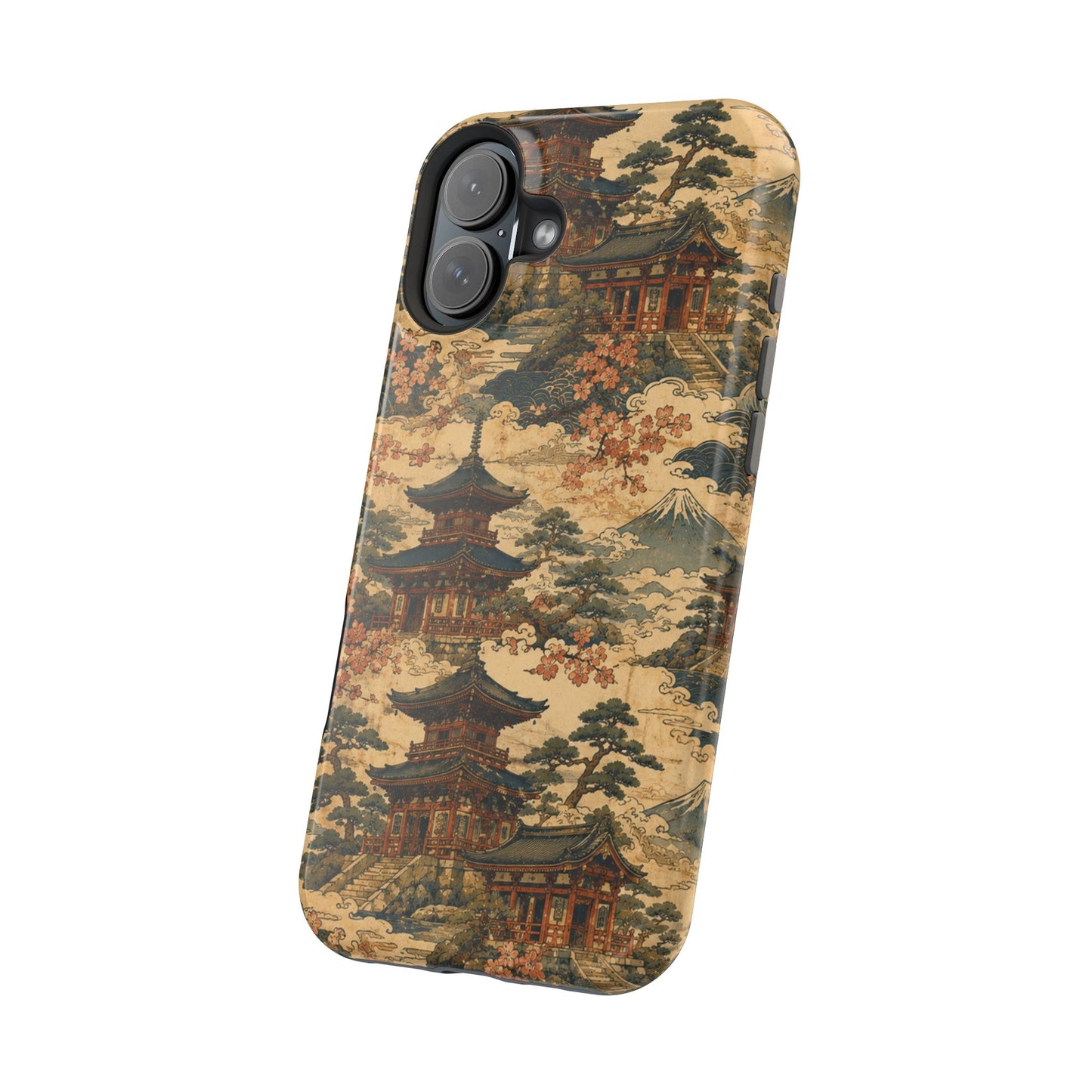 Vintage Japanese Temple Painting Magnetic Impact-Resistant iPhone Cases