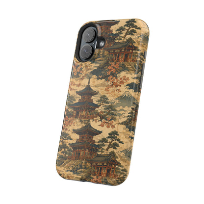 Vintage Japanese Temple Painting Magnetic Impact-Resistant iPhone Cases