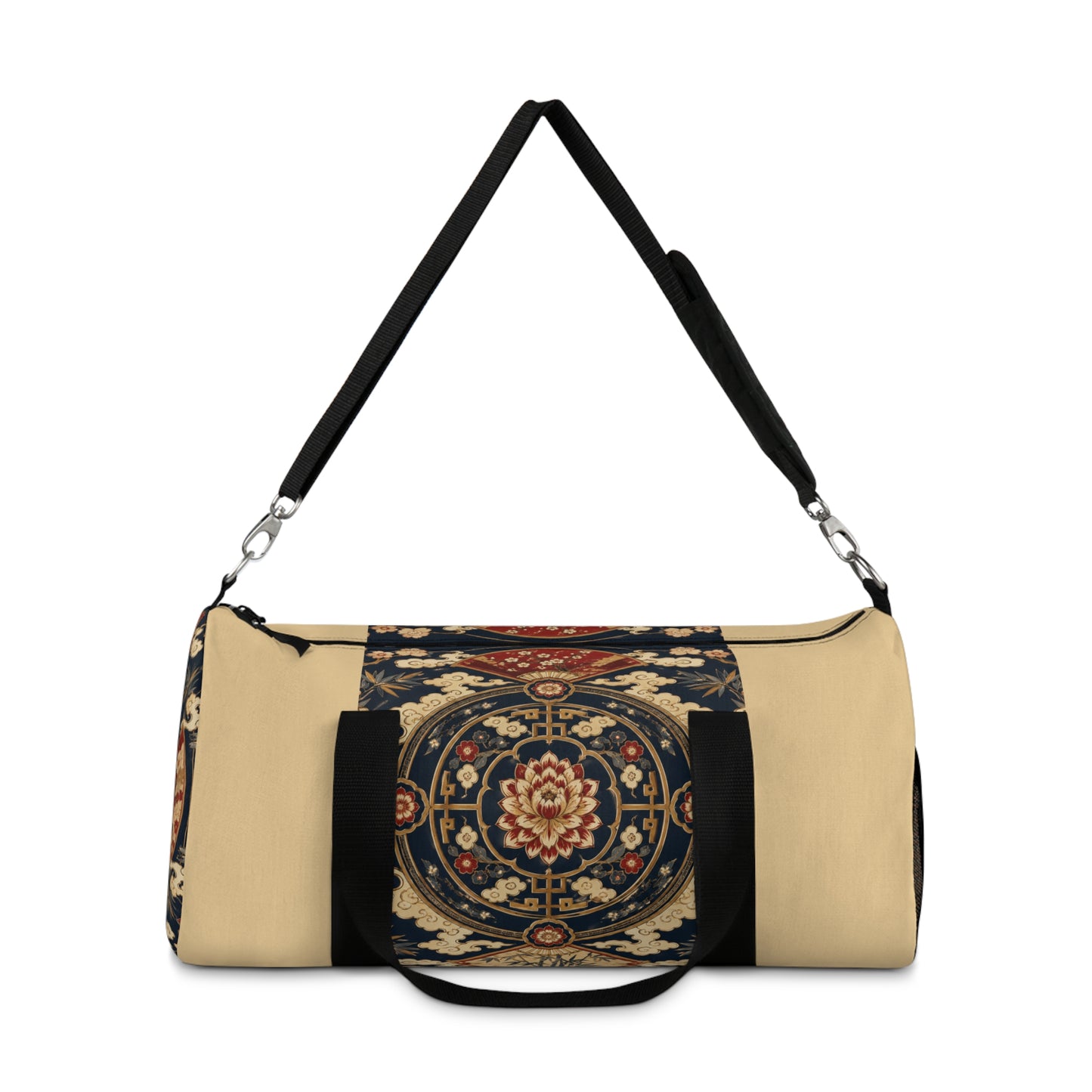 East Asian Mandala Beige Duffel Gym Bag