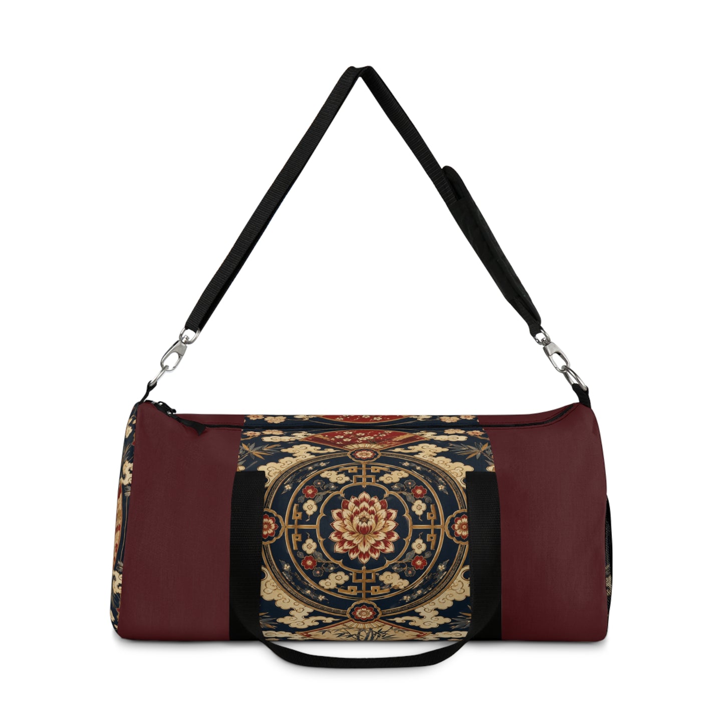 East Asian Mandala Maroon Red Duffel Gym Bag
