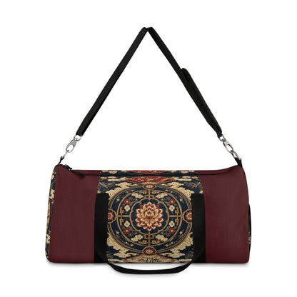 East Asian Mandala Maroon Red Duffel Gym Bag