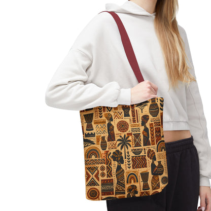 African Tribal Ethnic Silhouette Pattern Full Art Tote Bag