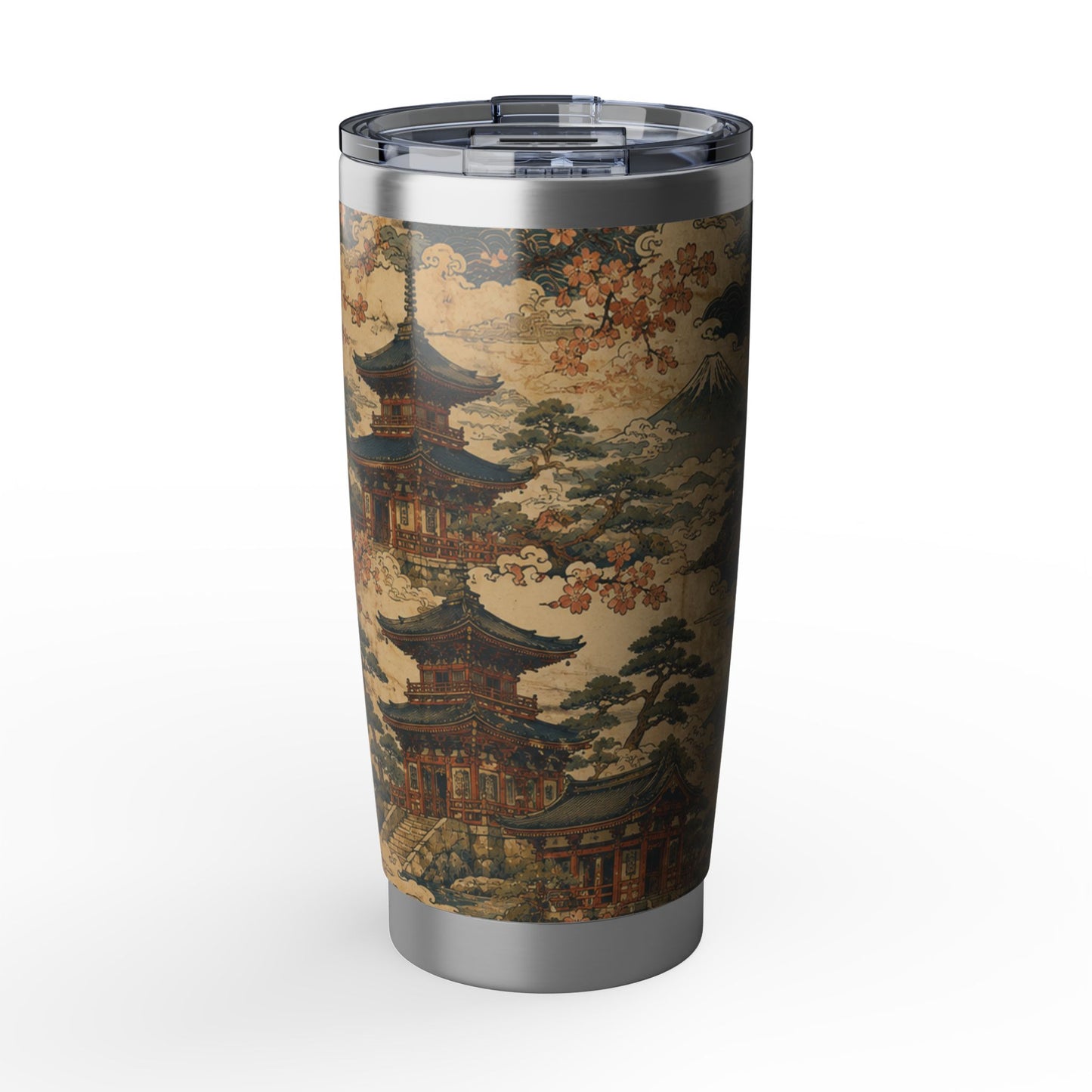 Vintage Japanese Temple Painting 20oz Insulated Tumbler Water Bottle