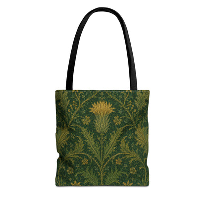 William Morris Forest Green Damask Floral Full Tote Bag