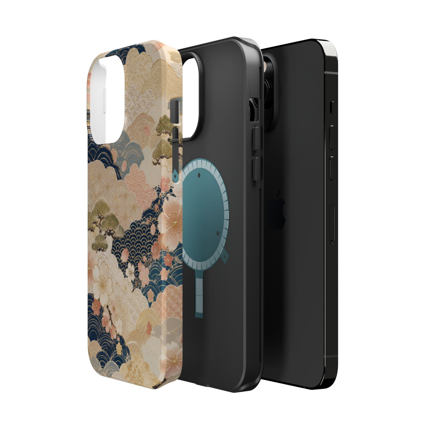 Vintage Japanese Floral Wave Magnetic Impact-Resistant iPhone Cases