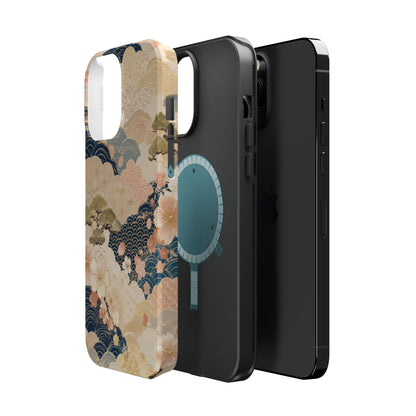 Vintage Japanese Floral Wave Magnetic Impact-Resistant iPhone Cases
