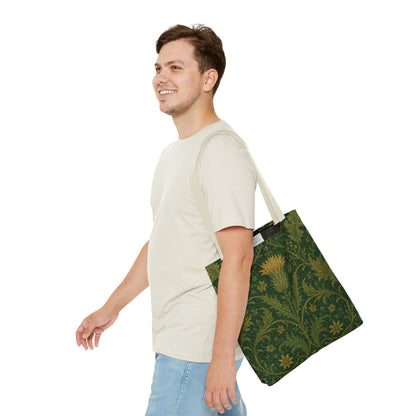 William Morris Forest Green Damask Floral Full Tote Bag