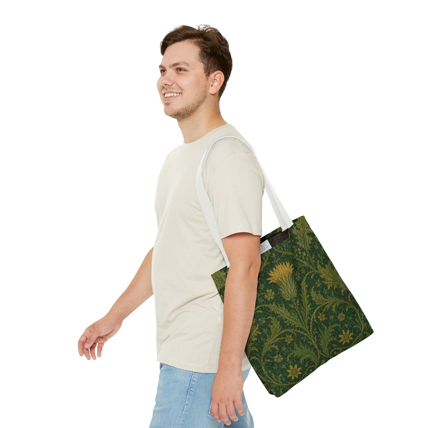 William Morris Forest Green Damask Floral Full Tote Bag