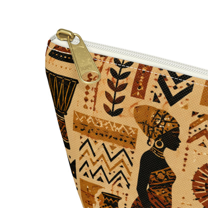 African Tribal Ethnic Silhouette Pattern Accessory Pouch Makeup Bag