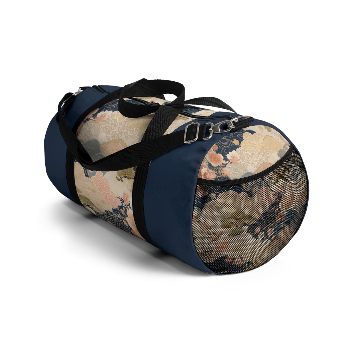 Vintage Japanese Navy Blue Wave & Clouds Duffel Bag