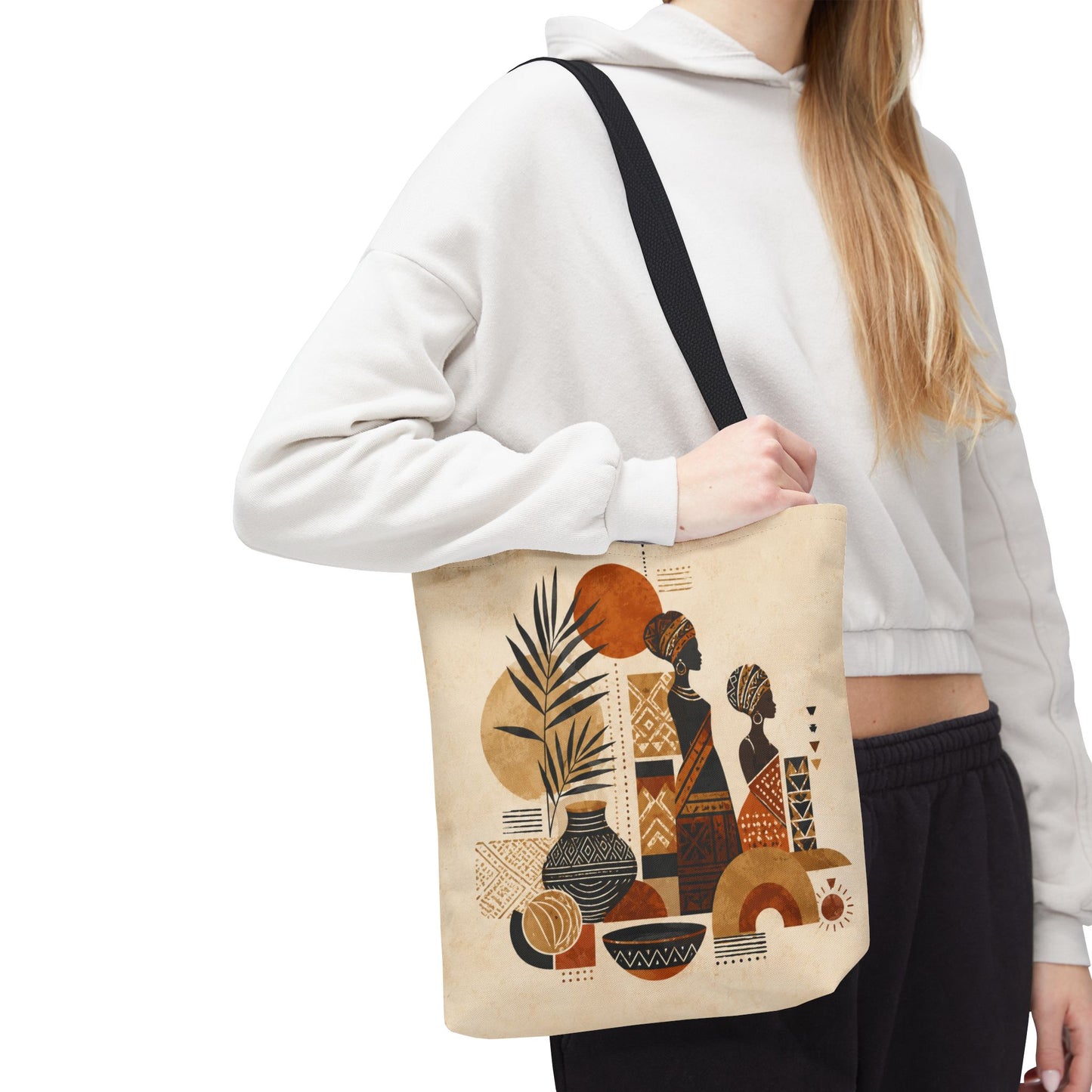 African Silhouette Pattern Full Art Tote Bag