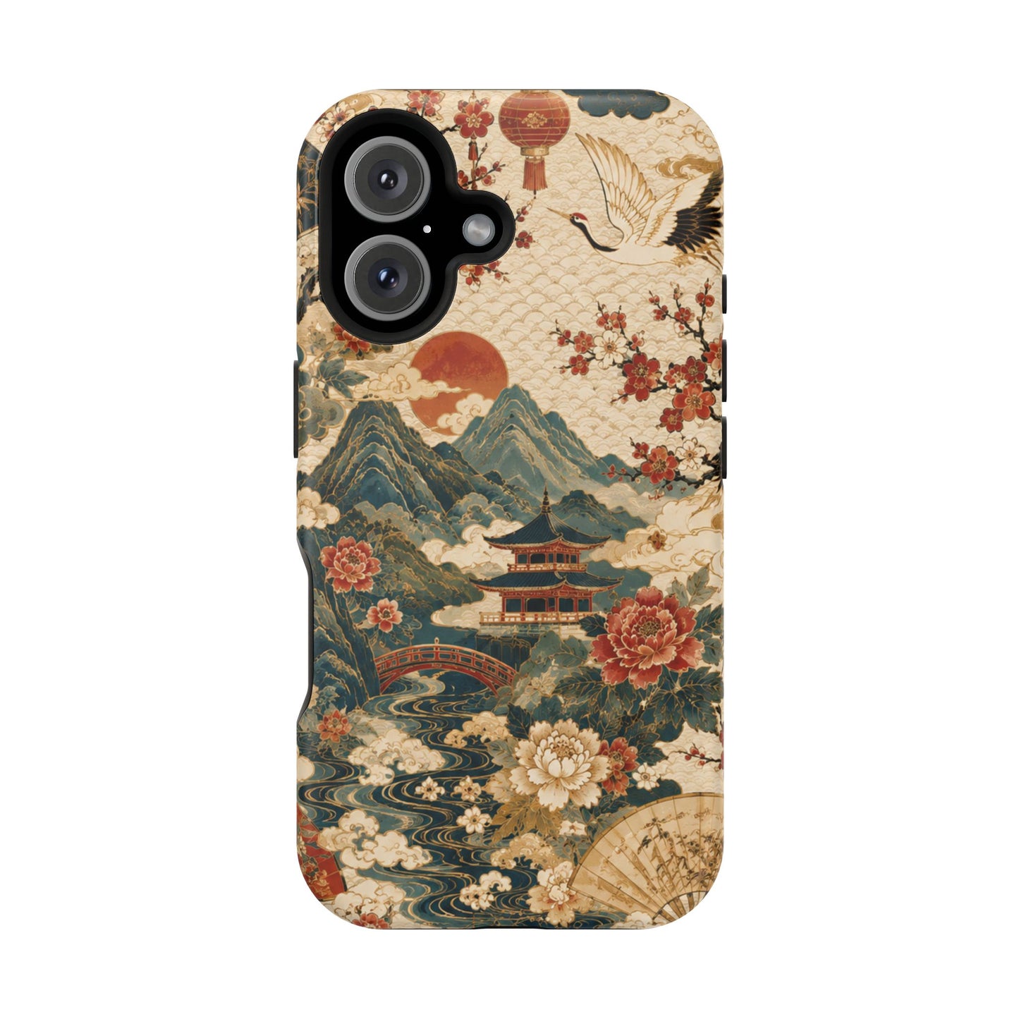 East Asian Vintage Landscape iPhone Case | Magnetic Impact-Resistant Case