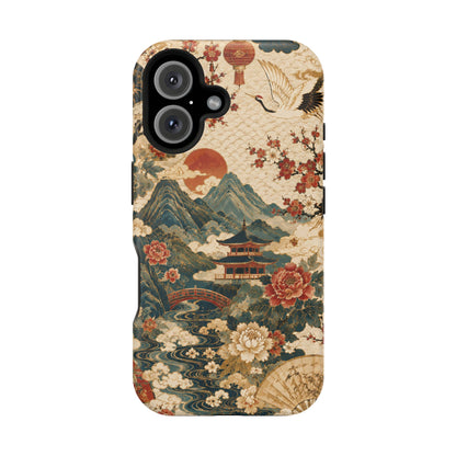 East Asian Vintage Landscape iPhone Case | Magnetic Impact-Resistant Case