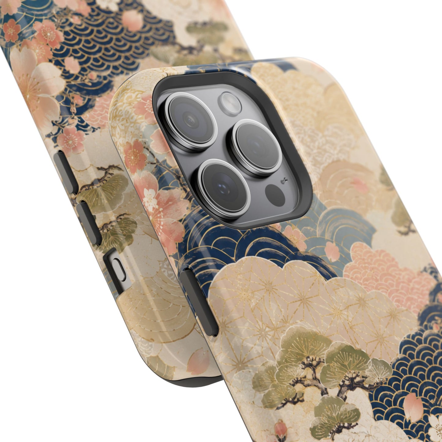 Vintage Japanese Floral Wave Magnetic Impact-Resistant iPhone Cases