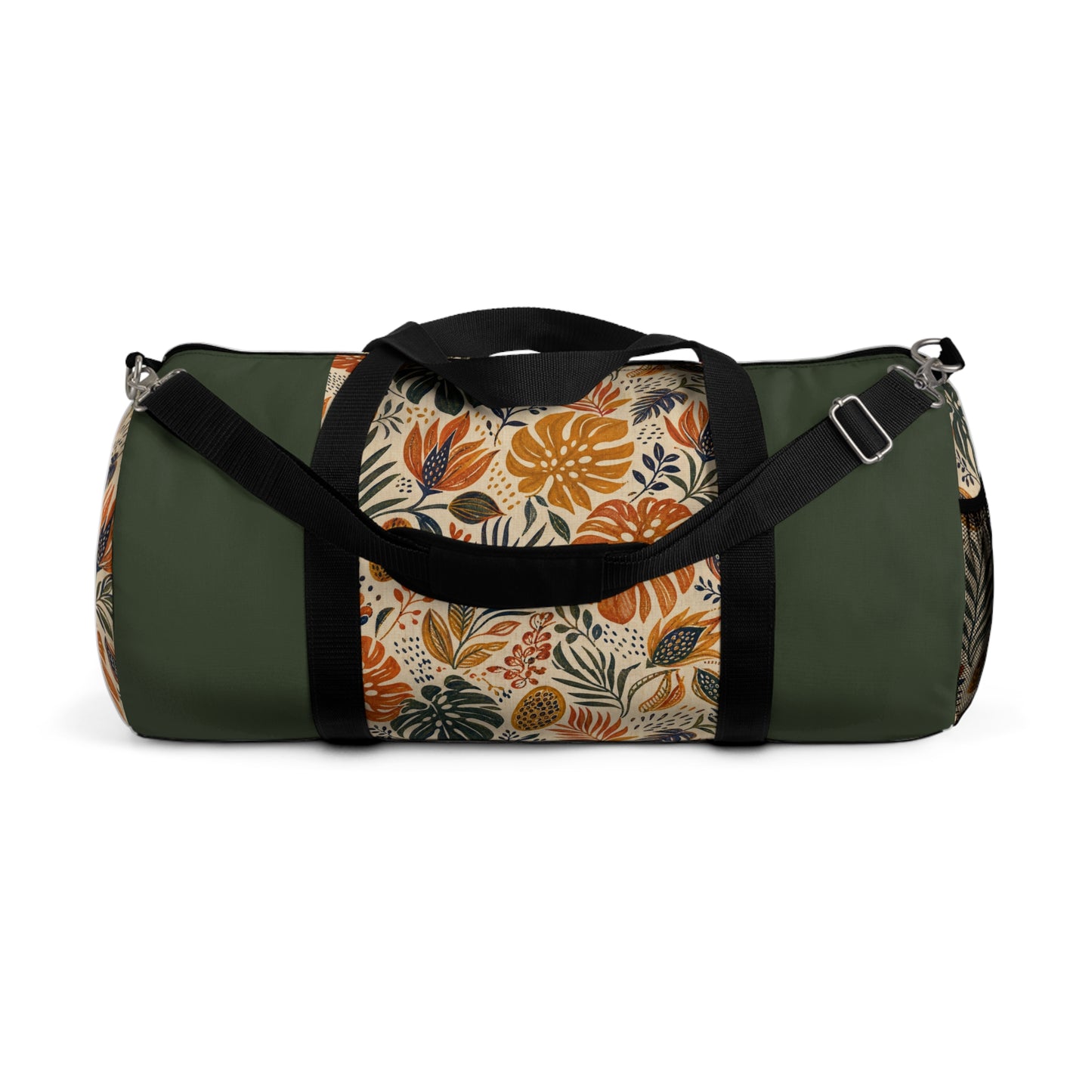 African Tribal Botanical Palm Military Green Gym Duffel Bag