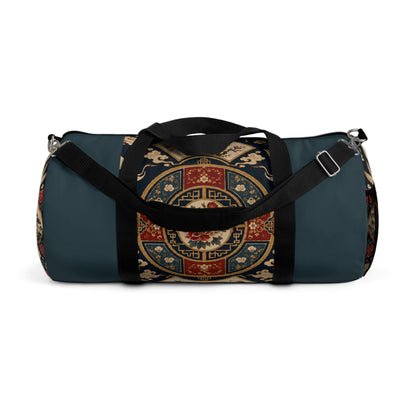 East Asian Oriental Medallion Myrtle Green Duffel Gym Bag